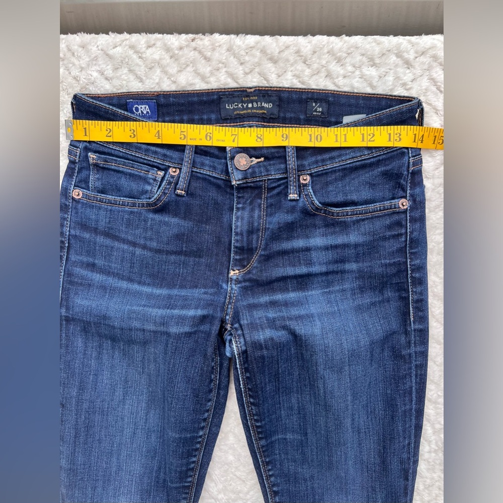 Lucky Brand Dark Blue Indigo Wash Midrise Skinny Jeans Size 26 Classic EUC Denim - Picture 6 of 12